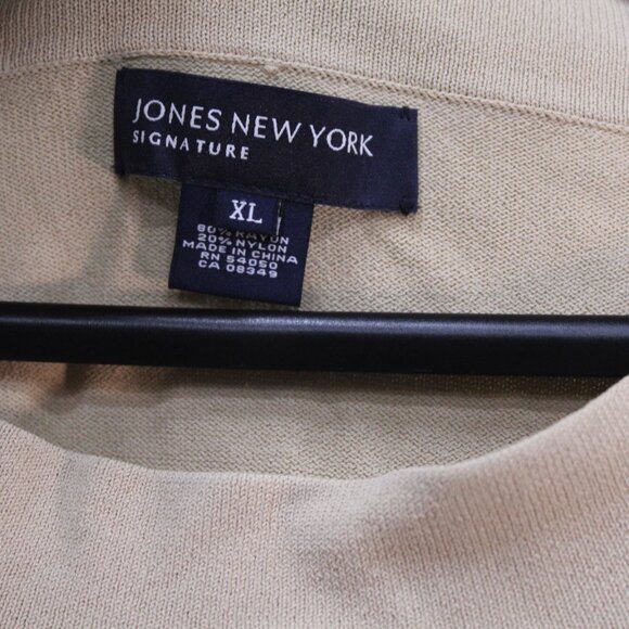 Jones New York Beige and White Striped Long Sleeve Top - Picture 2 of 11